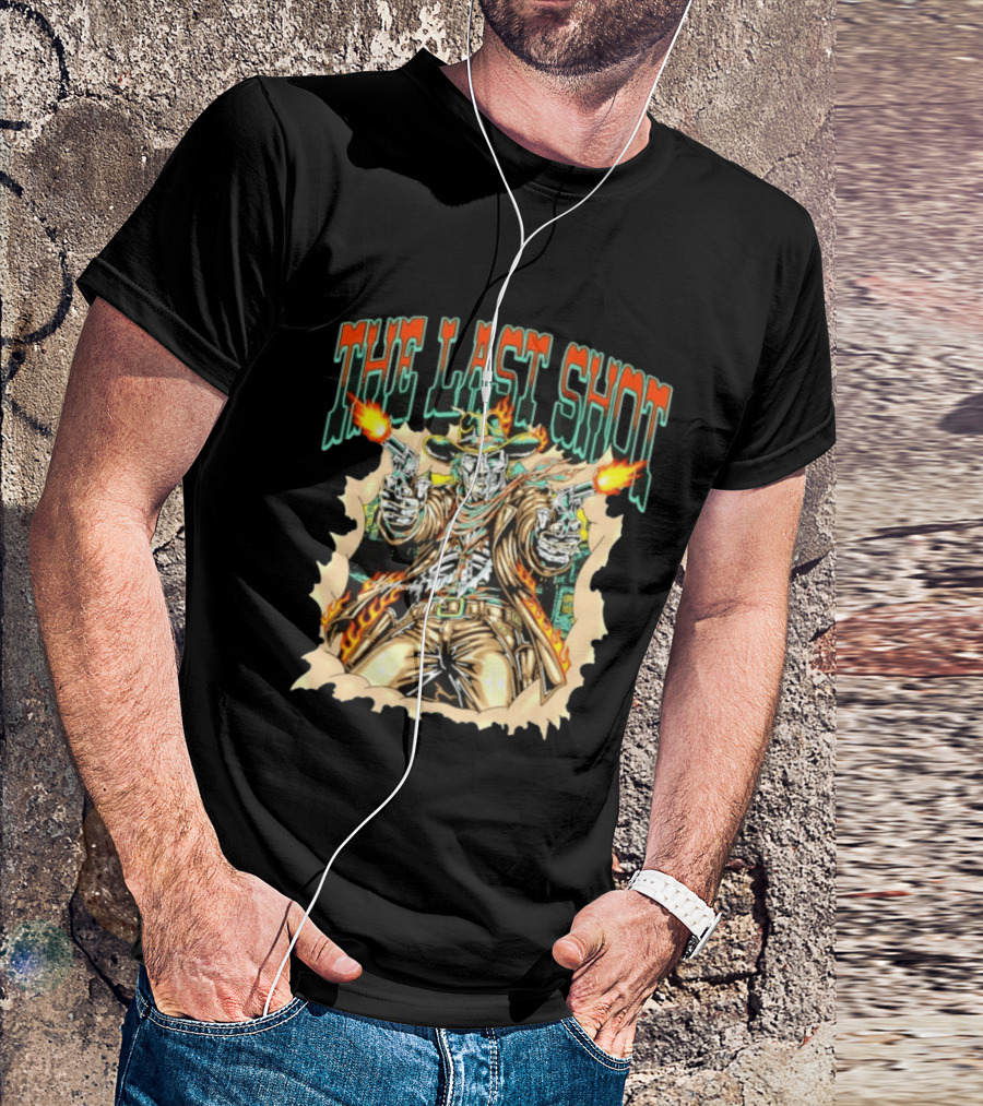 The Last Shot Cowboy Skeleton Western Gunslinger T-Shirt