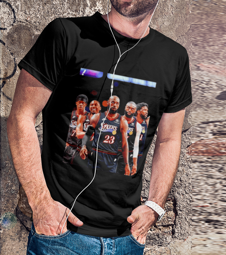 Tyrese Maxey VJ Edgecombe Jaylen Brown LeBron James Joel Embiid Sixers T-Shirt