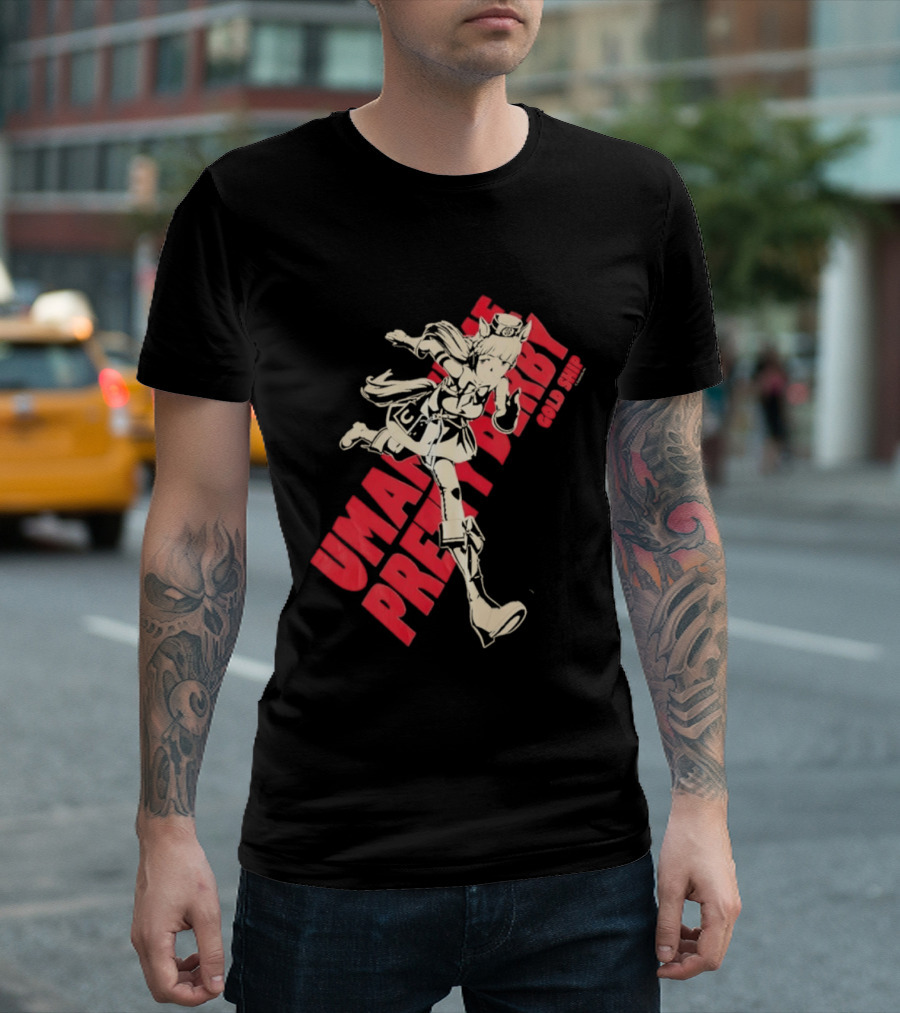 Umamusume Pretty Derby Gold Ship Anime Character Running Pose T-Shirt