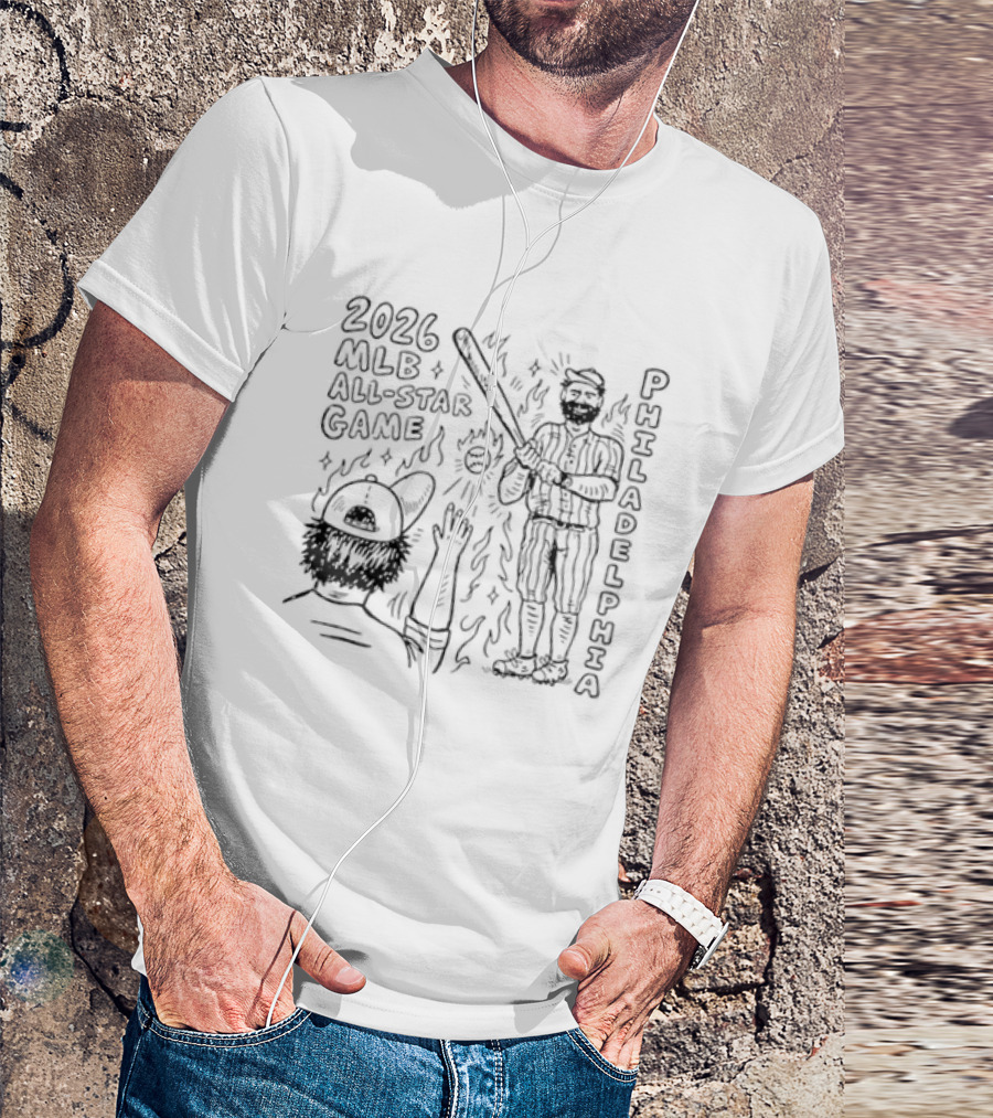 2026 MLB All Star Game Philadelphia Baseball Player And Liberty Bell T-Shirt