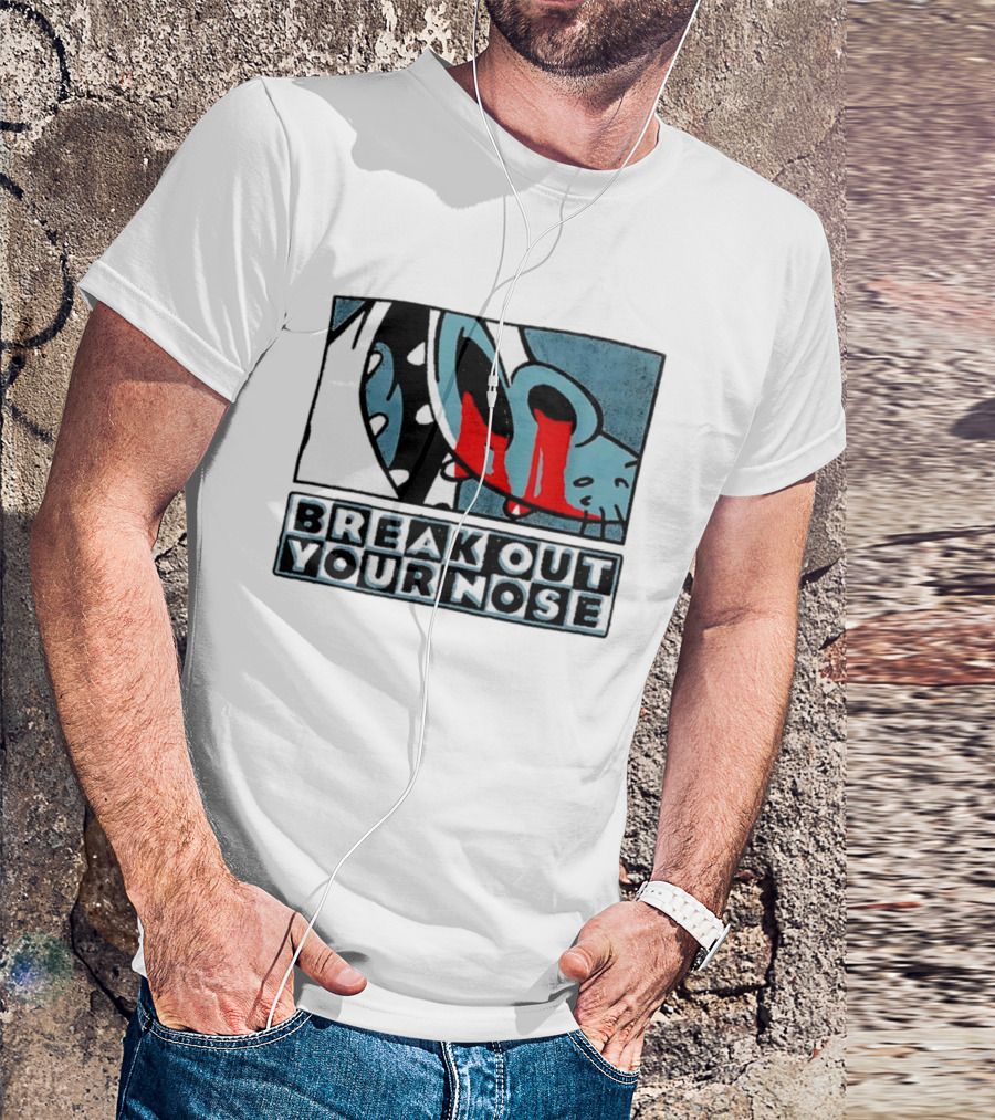 Break Out Your Nose Comic Style Cartoon With Red Accent T-Shirt