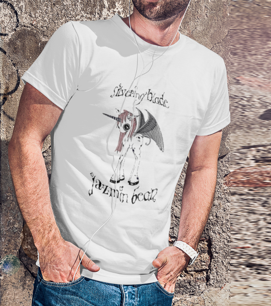 Jazmin Bean Silvering Blade Unicorn With Wings T-Shirt