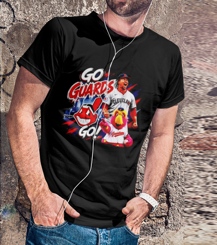 Jose Ramirez Cleveland Guardians Go Guards Go City Skyline Baseball Cheers T-Shirt