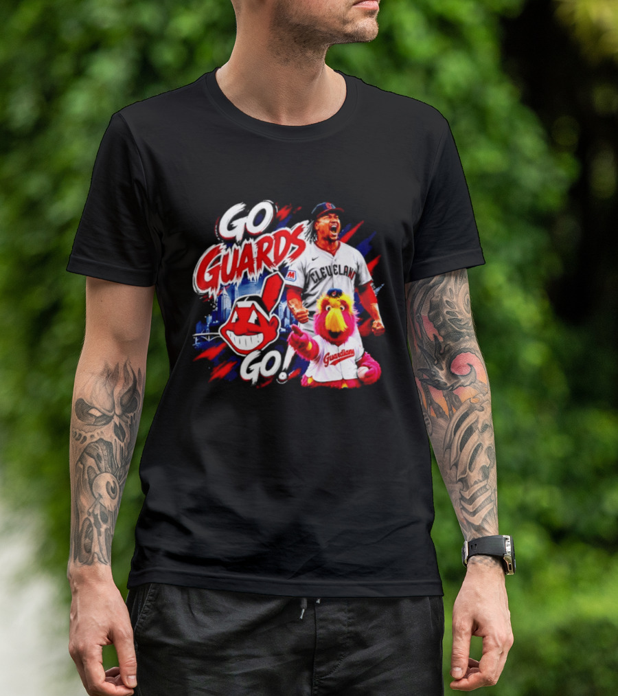 Jose Ramirez Cleveland Guardians Go Guards Go City Skyline Baseball Cheers T-Shirt