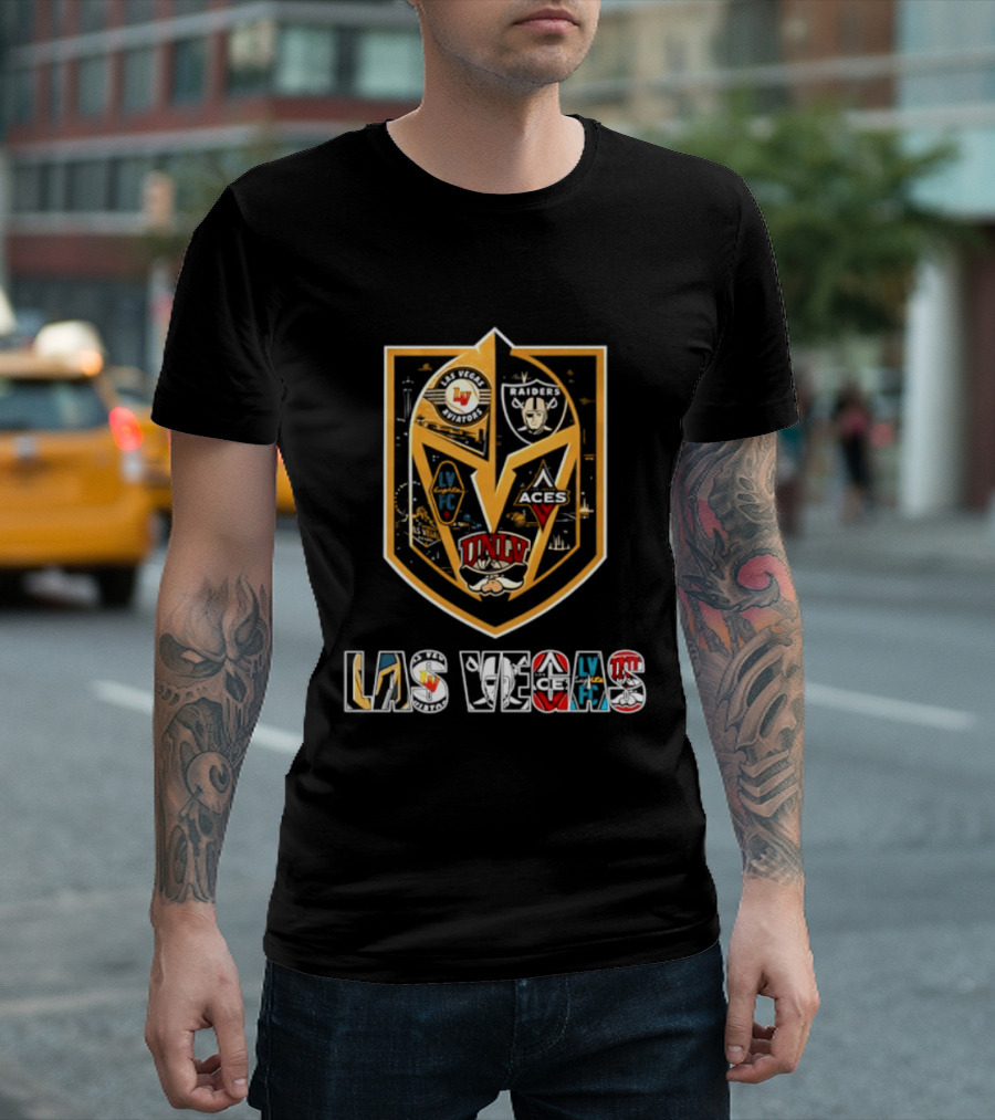 Las Vegas Aviators Raiders Lights FC Aces UNLV Collaboration Emblems T-Shirt