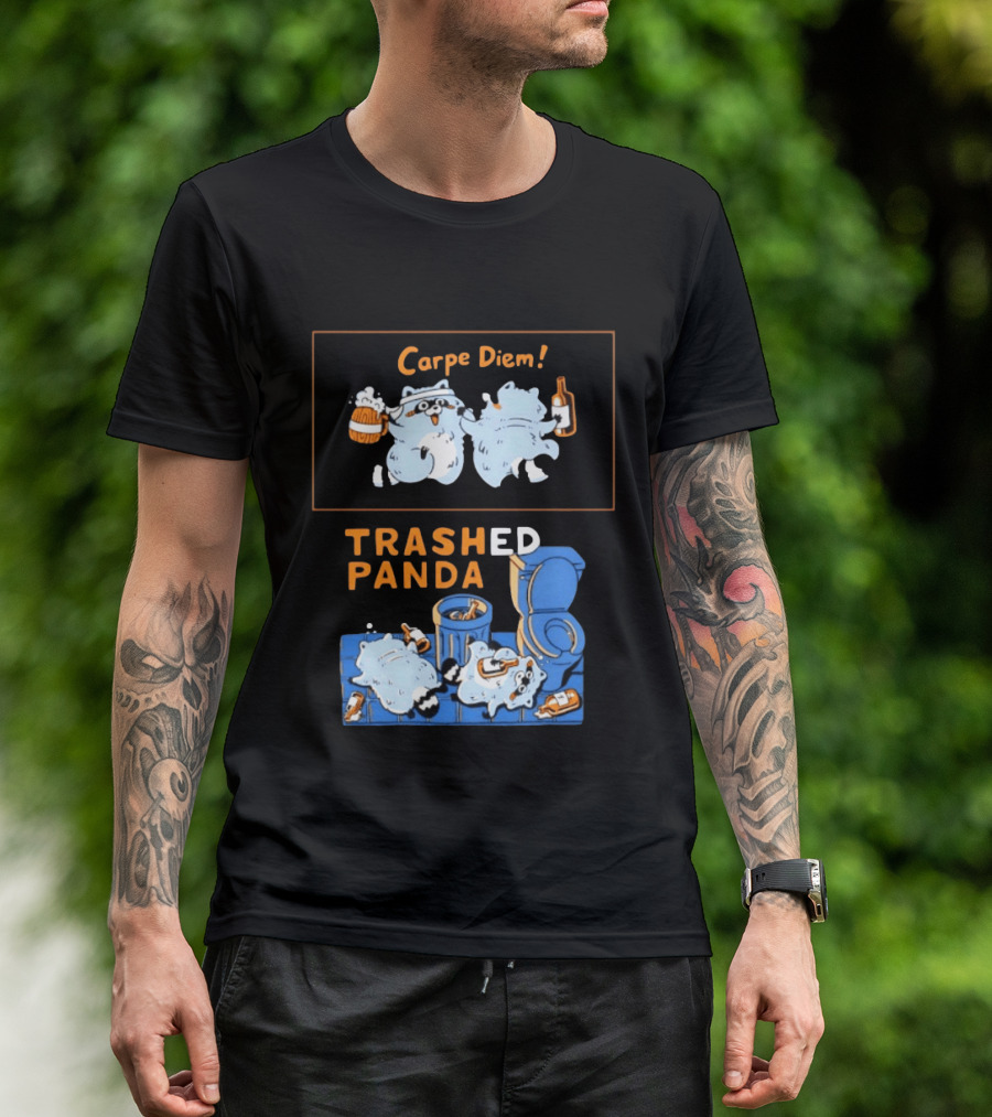 Carpe Diem Trashed Panda Raccoon Beer And Toilet Humor T-Shirt