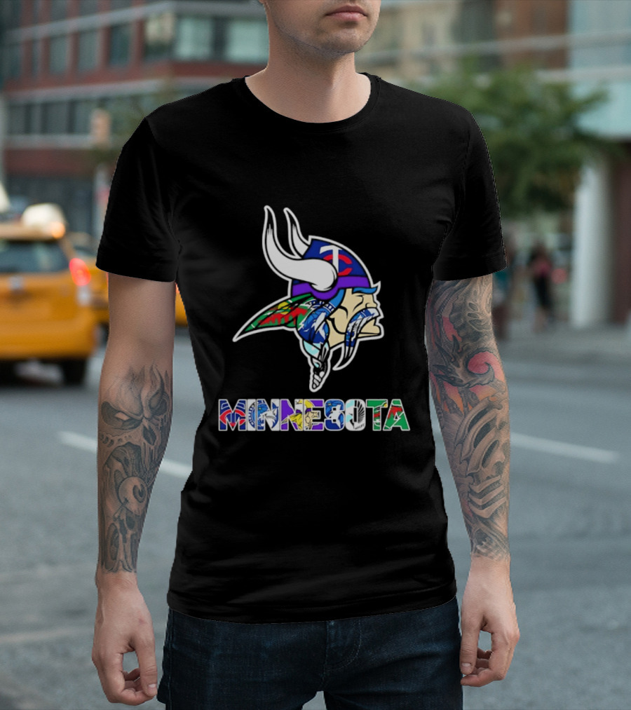Minnesota Vikings Twins Wild Timberwolves United Team Fans Mashup T-Shirt
