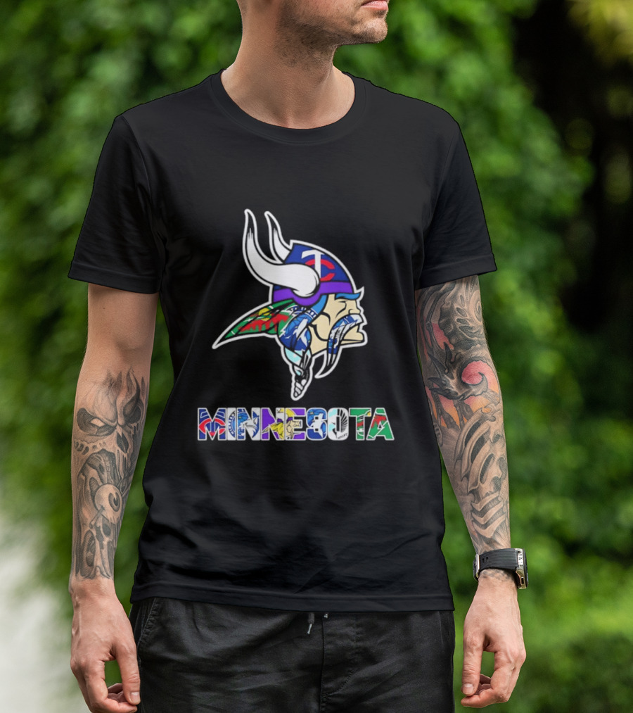 Minnesota Vikings Twins Wild Timberwolves United Team Fans Mashup T-Shirt