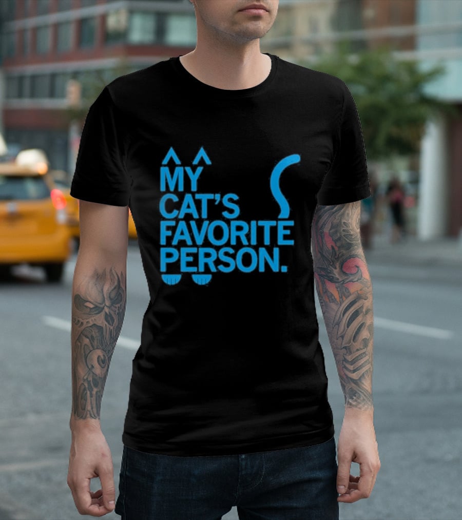 My Cat's Favorite Person Cat Ears And Tail Blue T-Shirt