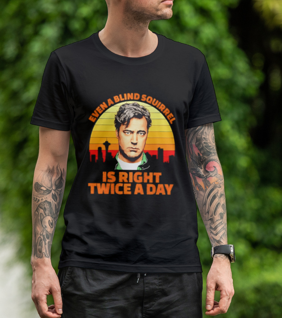 Even A Blind Squirrel Is Right Twice A Day Retro Seattle Skyline T-Shirt