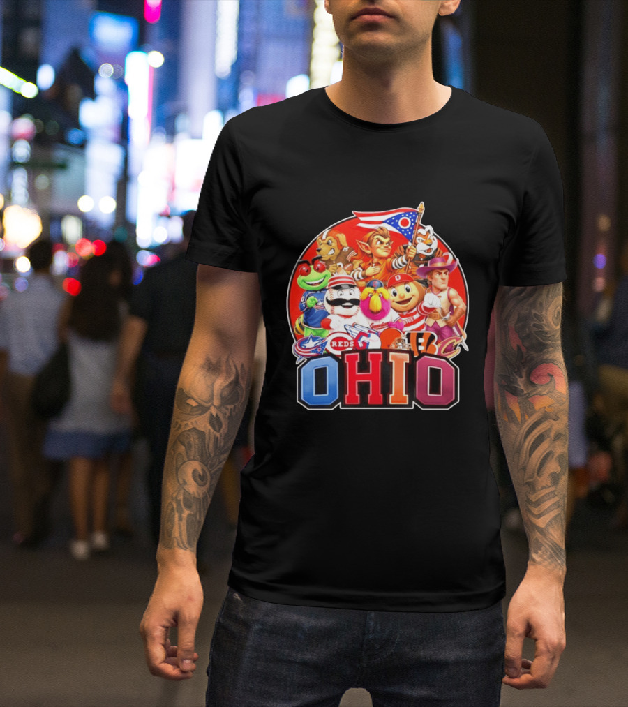 Ohio Sports Teams Mascots Cleveland Guardians Reds Bengals Browns Buckeyes Reds Crew Indians Fan T-Shirt