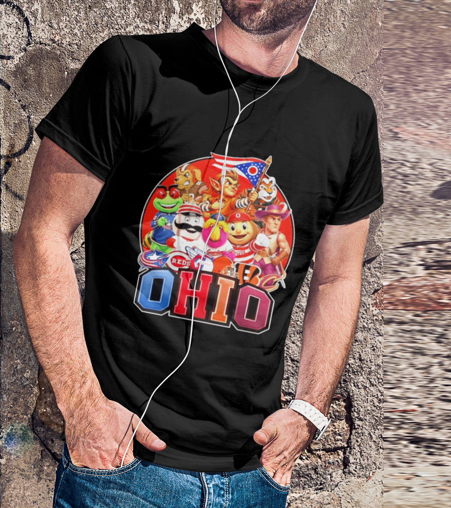 Ohio Sports Teams Mascots Cleveland Guardians Reds Bengals Browns Buckeyes Reds Crew Indians Fan T-Shirt