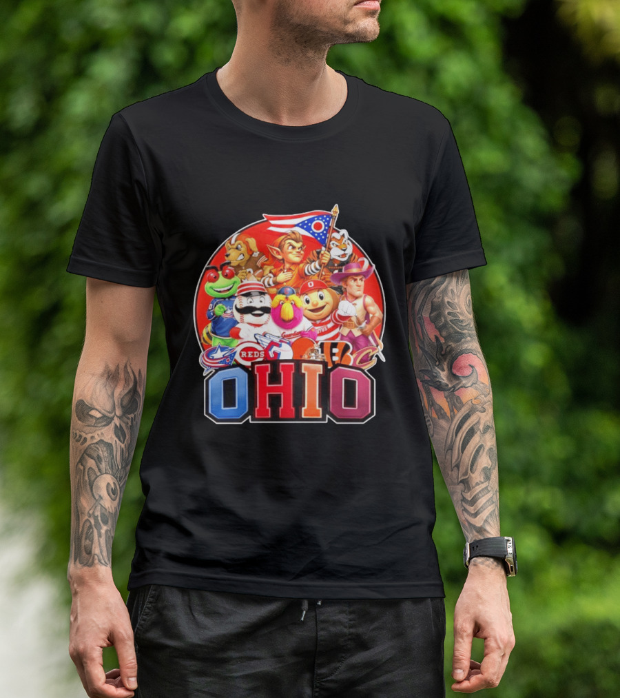 Ohio Sports Teams Mascots Cleveland Guardians Reds Bengals Browns Buckeyes Reds Crew Indians Fan T-Shirt