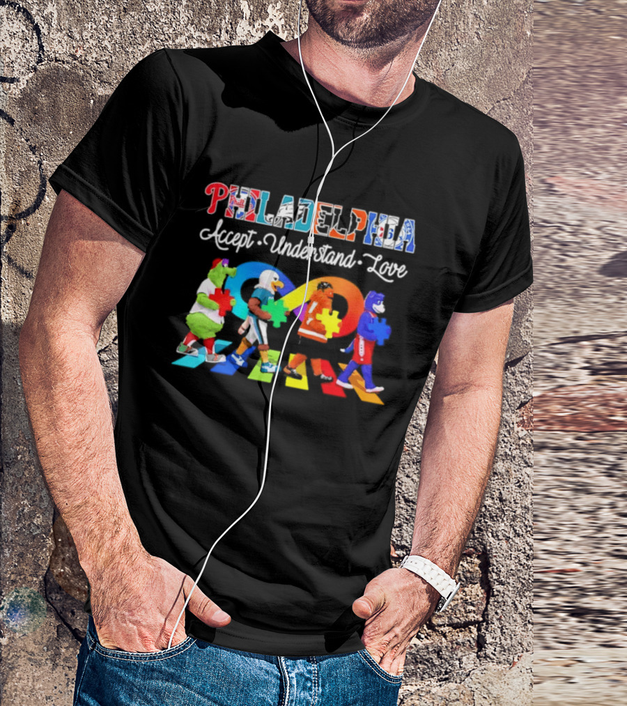 Philadelphia Mascots Accept Understand Love Puzzle Parade T-Shirt
