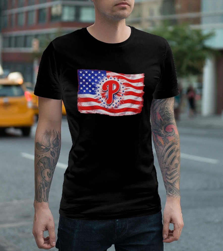 Phillies Patriotic American Flag Philadelphia Baseball 250th Anniversary Independence Day T-Shirt