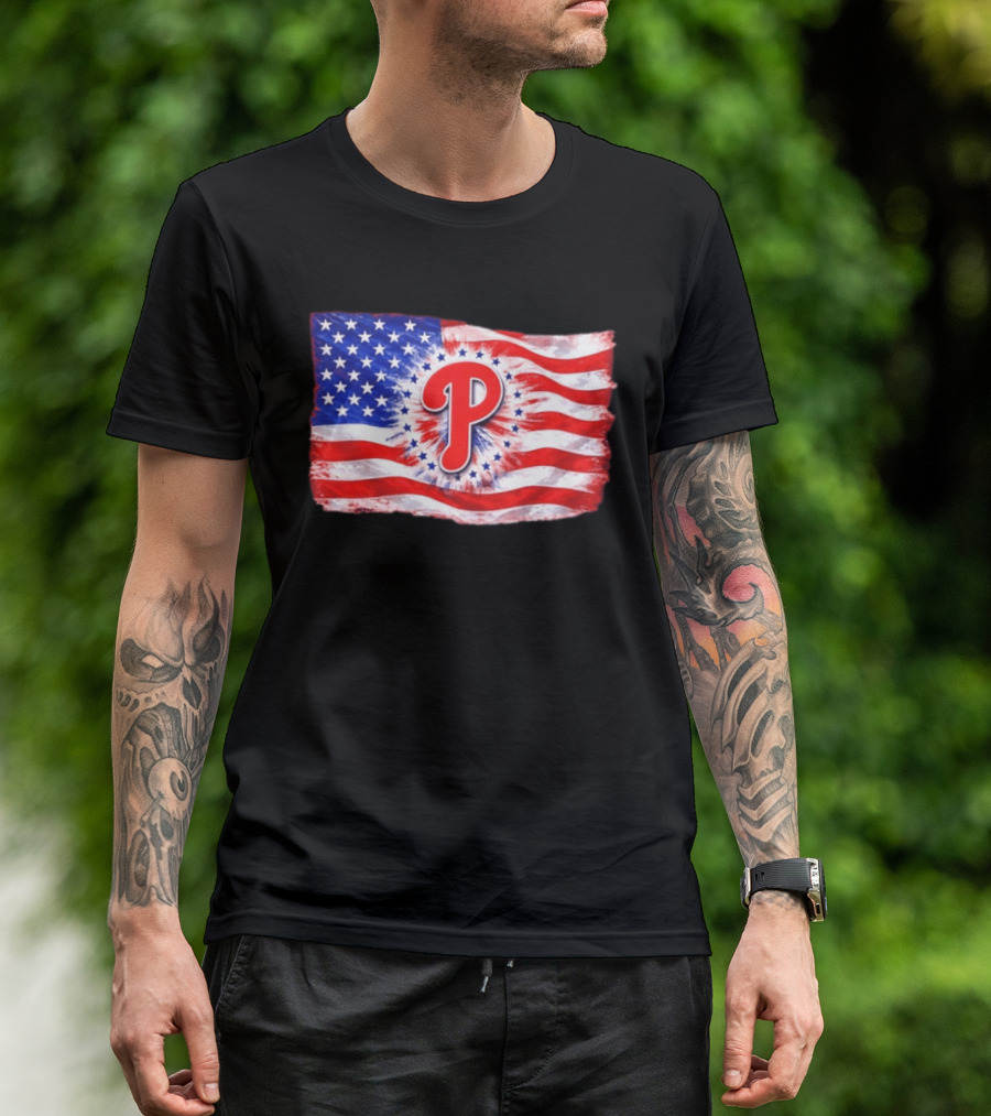 Phillies Patriotic American Flag Philadelphia Baseball 250th Anniversary Independence Day T-Shirt