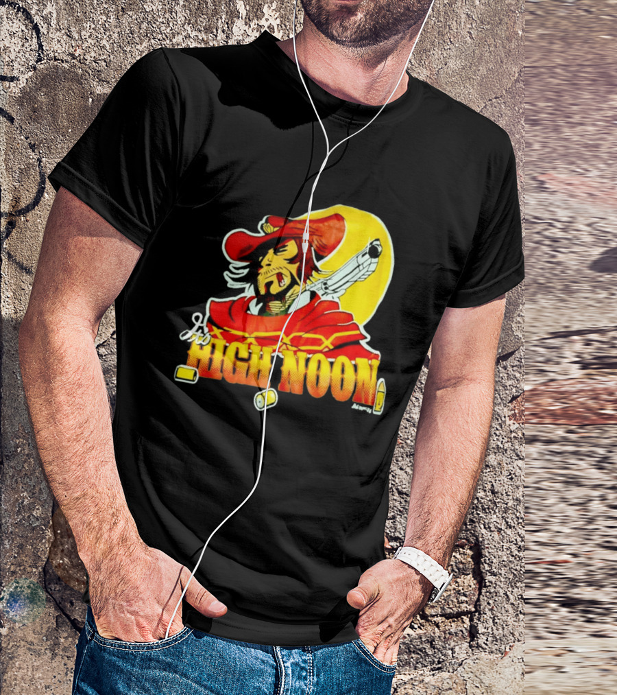 It's High Noon Cowboy With Red Cape And Pistol In Front Of Yellow Sun T-Shirt