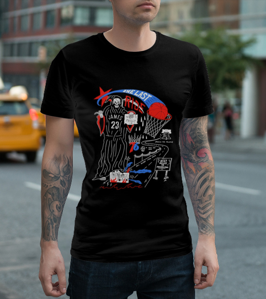 James 23 Finish The Process One Last Ride Reaper Philly Basketball Journey T-Shirt