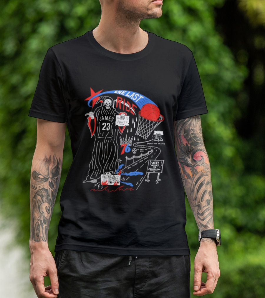 James 23 Finish The Process One Last Ride Reaper Philly Basketball Journey T-Shirt