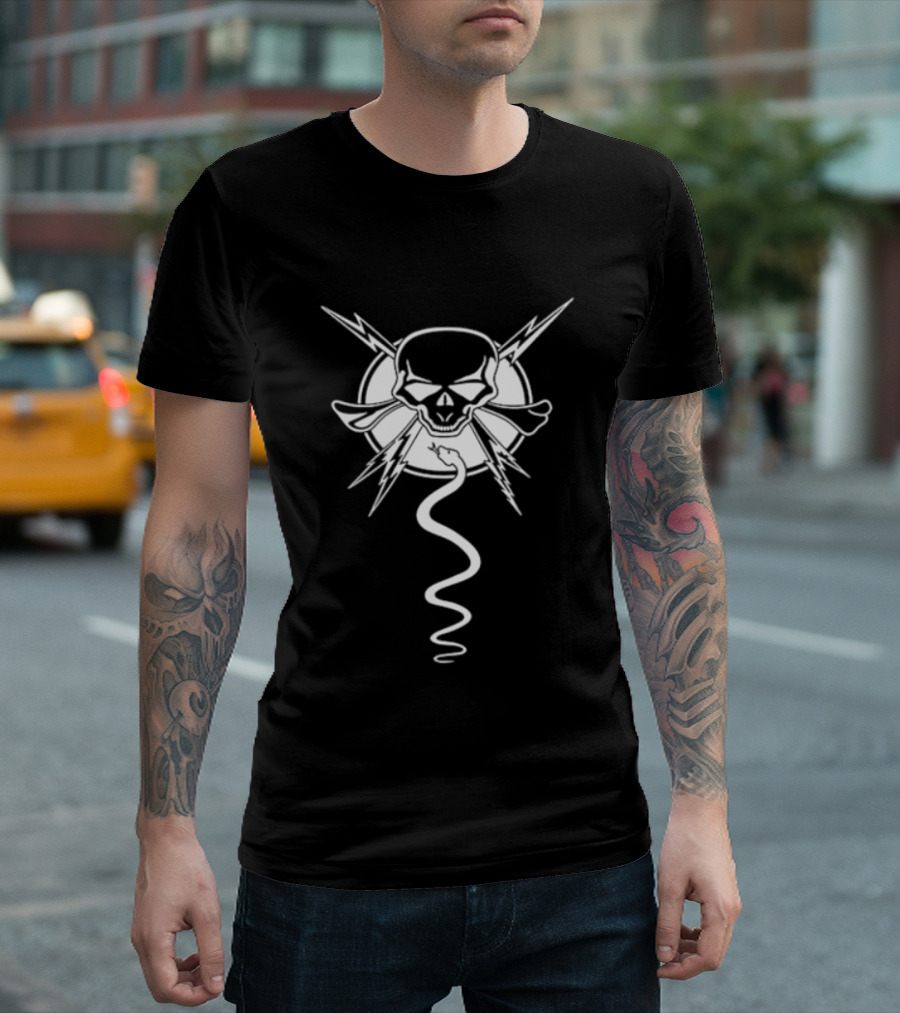 Skull And Snake Lightning Gothic T-Shirt