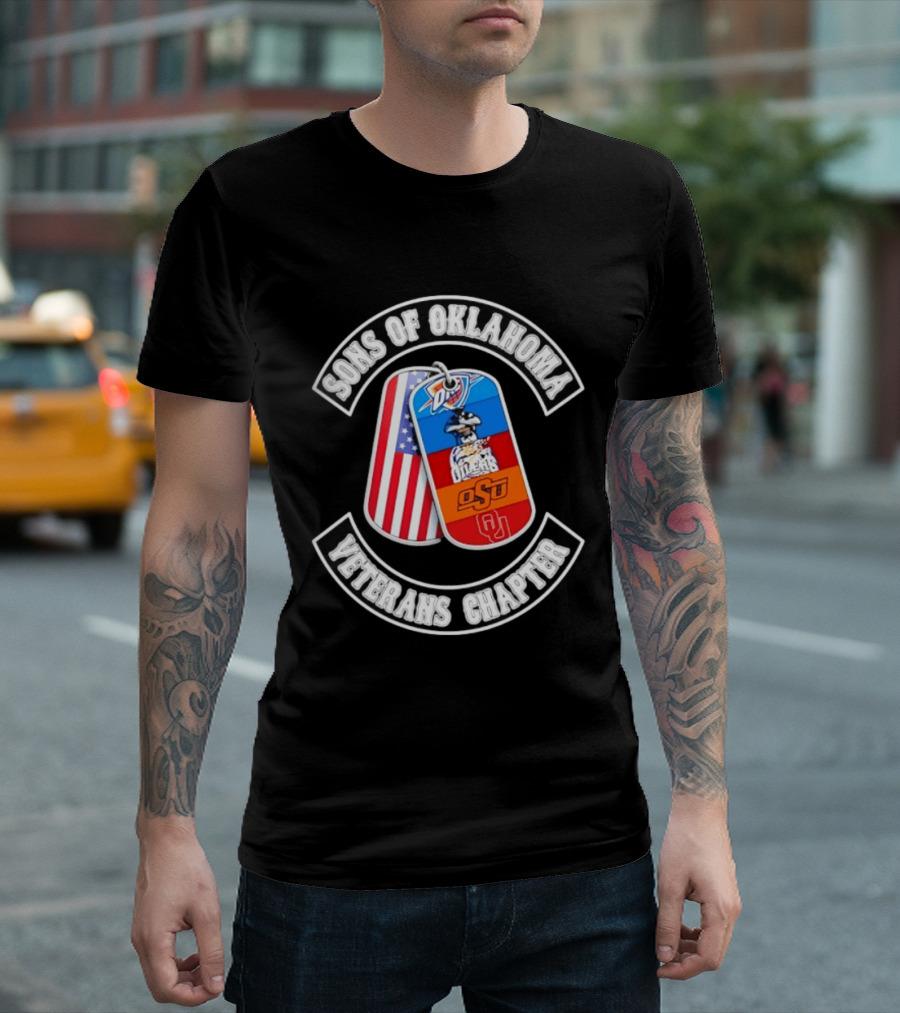 Sons Of Oklahoma Veterans Chapter OKC Thunder Tulsa Oilers American Flag Oklahoman Pride T-Shirt
