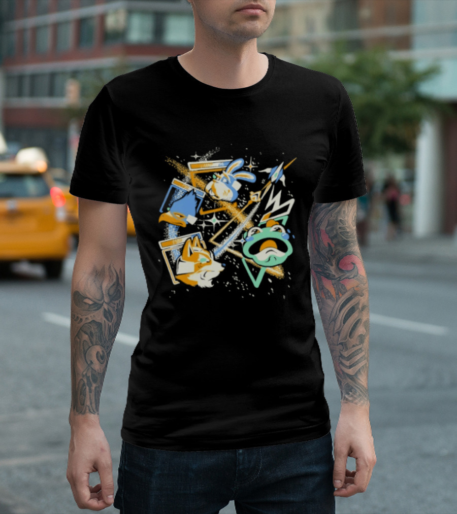 Star Fox Team Collage Falco Lombardi Peppy Hare Retro Style Graphics Gaming Nostalgia T-Shirt