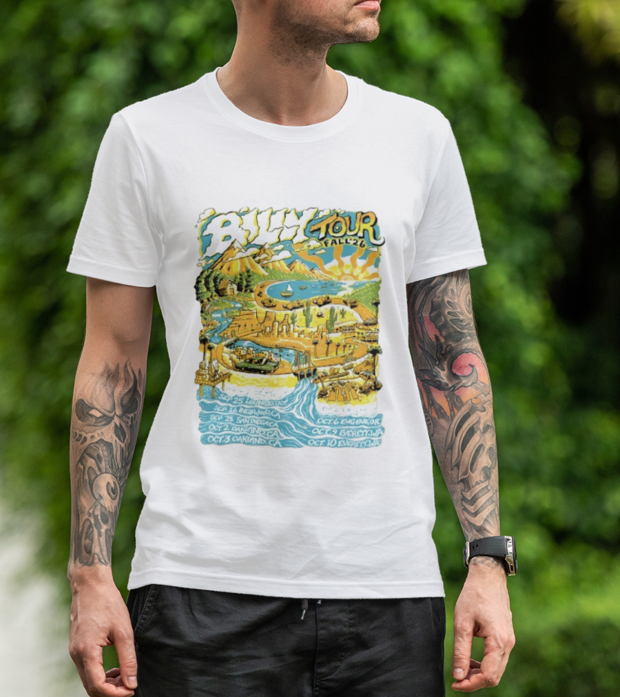 Billy Tour Fall '26 West Coast Concert Dates San Diego Oakland Eugene Everett T-Shirt