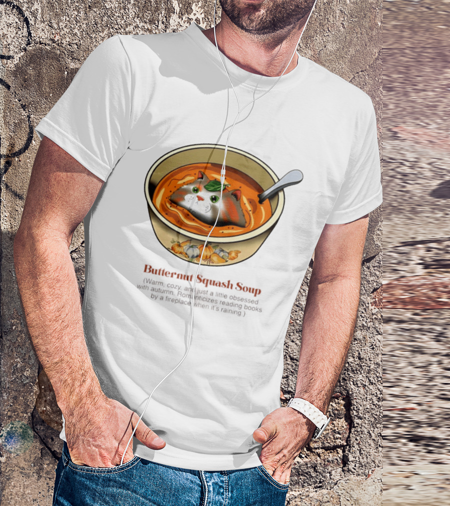 Butternut Squash Soup Cat Floating Whiskers Bowl T-Shirt