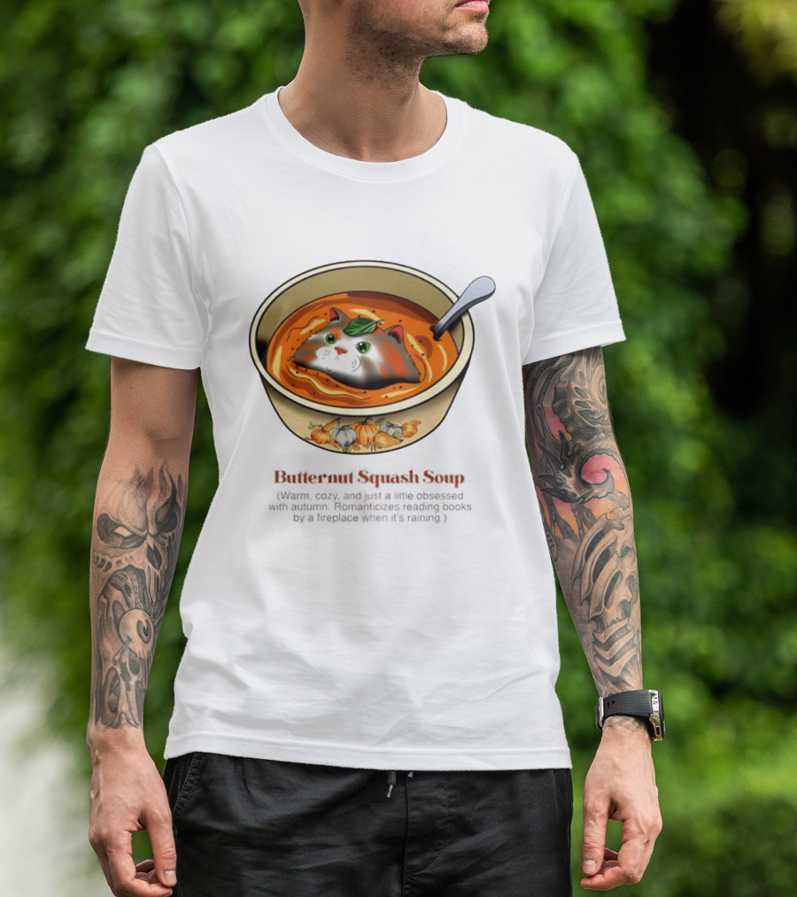 Butternut Squash Soup Cat Floating Whiskers Bowl T-Shirt