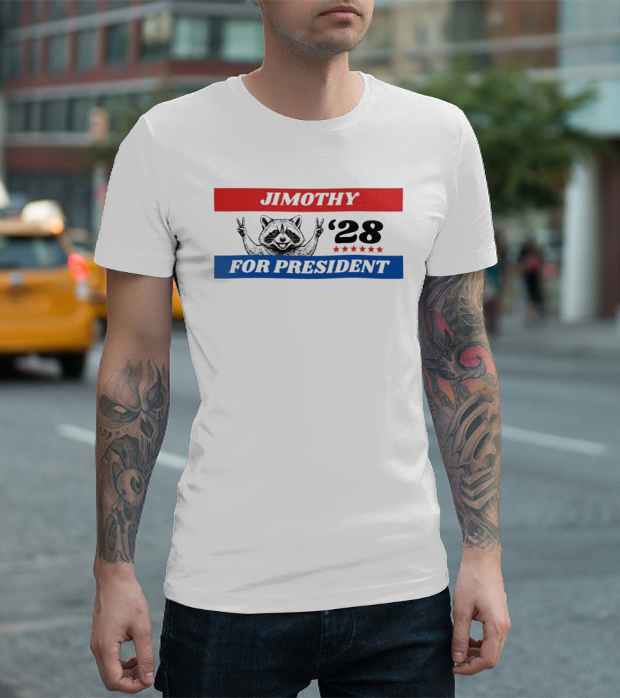 Jimothy Raccoon For President '28 Peace Victory Stars T-Shirt