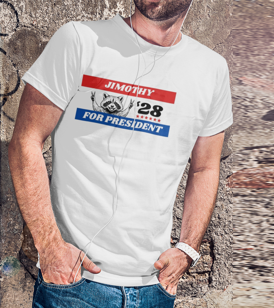 Jimothy Raccoon For President '28 Peace Victory Stars T-Shirt