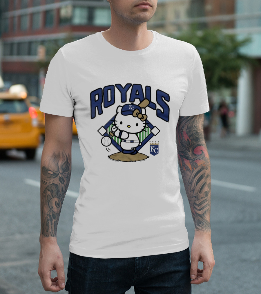 Hello Kitty Royals Baseball KC Batting Scene T-Shirt