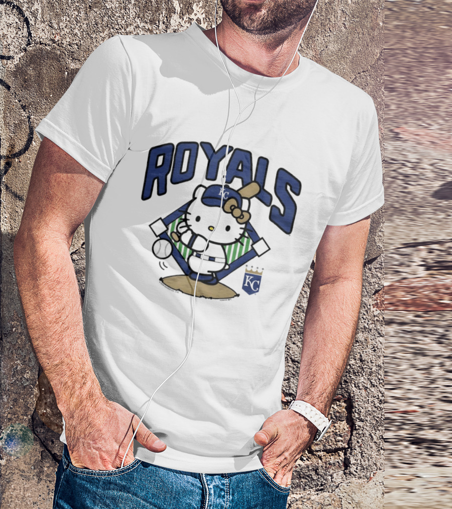 Hello Kitty Royals Baseball KC Batting Scene T-Shirt