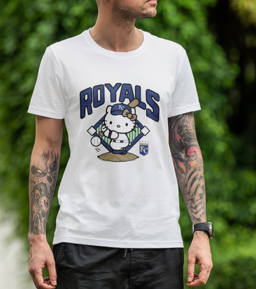 Hello Kitty Royals Baseball KC Batting Scene T-Shirt
