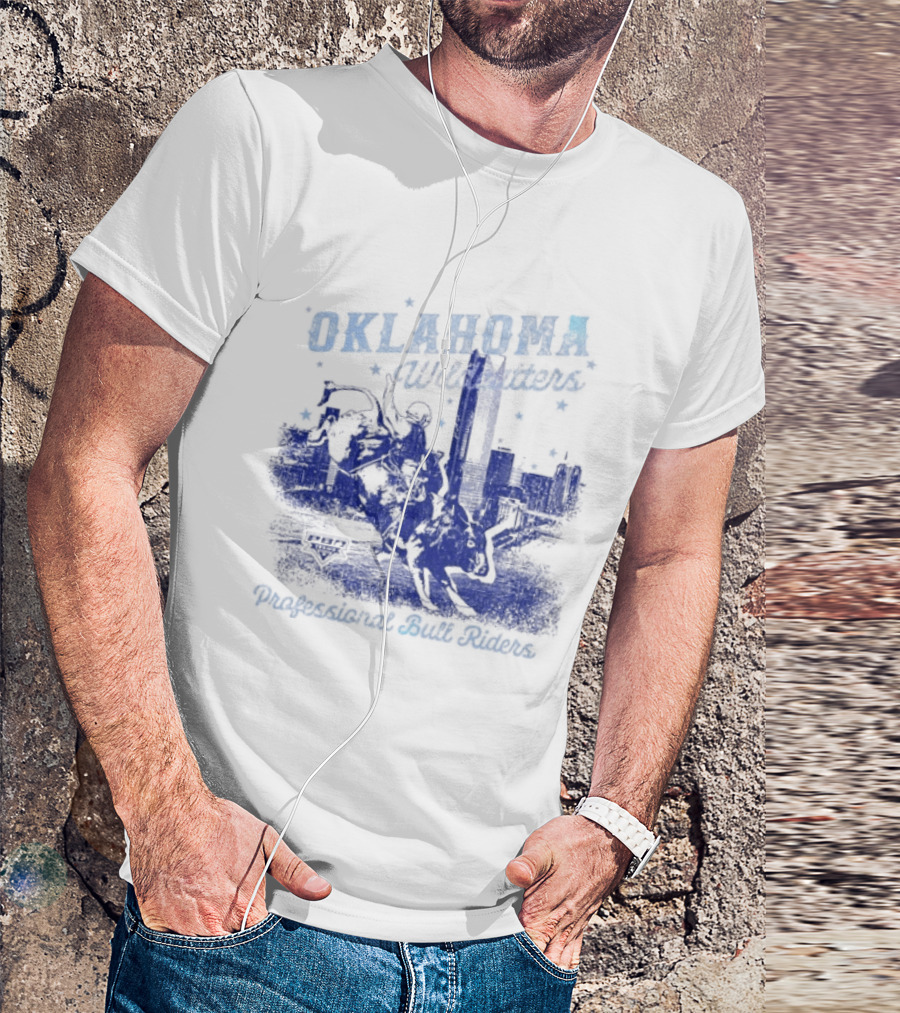 Oklahoma Wildcatters Professional Bull Riders Cowboy City Skyline T-Shirt