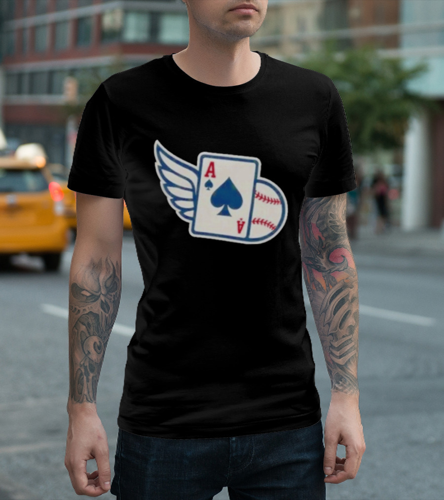Ace Of Spades Baseball Winged Playing Card T-Shirt
