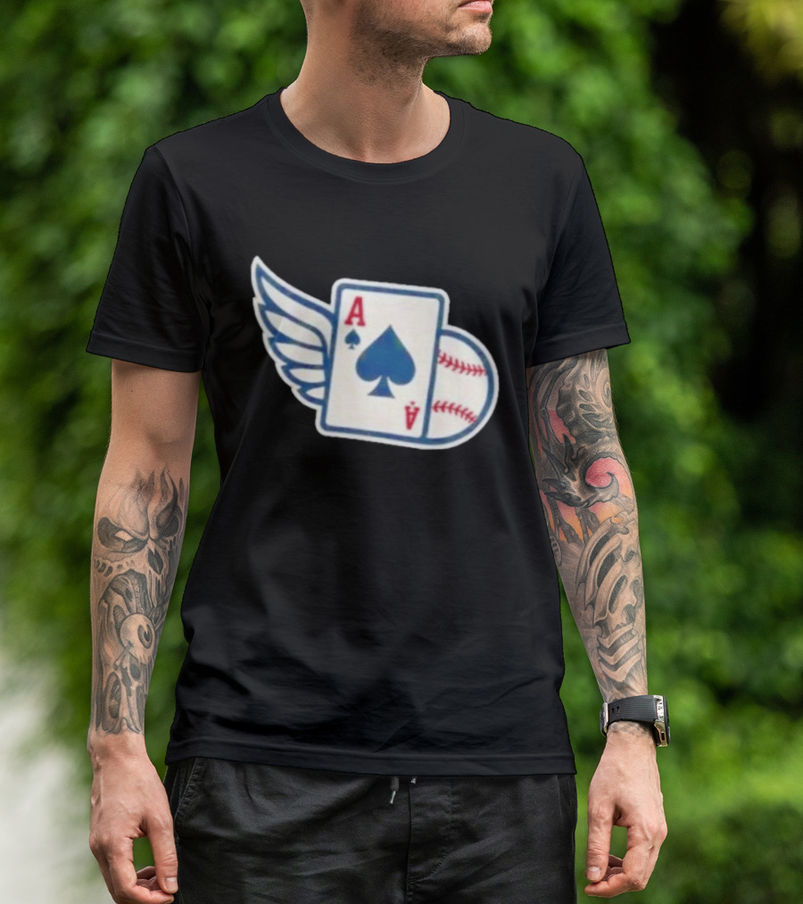 Ace Of Spades Baseball Winged Playing Card T-Shirt