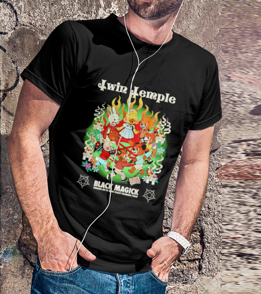 Twin Temple Black Magick Won't Somebody Please Think Of The Children Iconic Pentagram And Occult T-Shirt