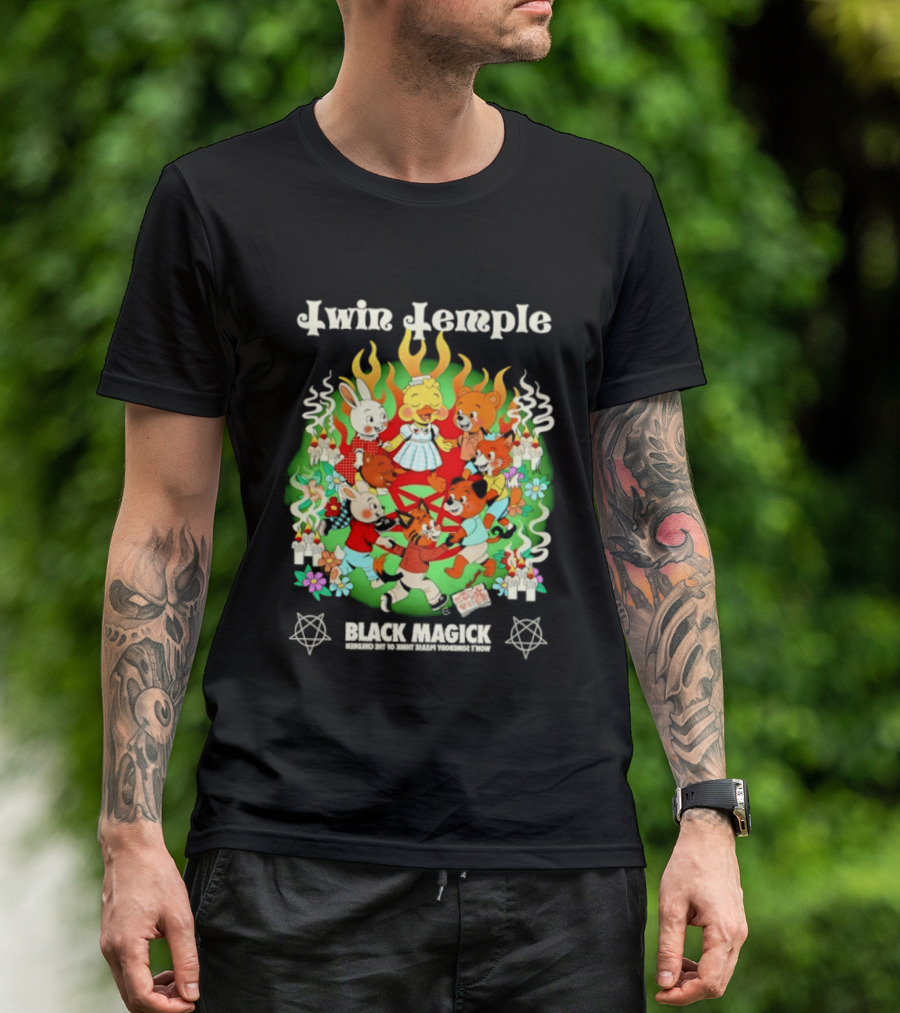 Twin Temple Black Magick Won't Somebody Please Think Of The Children Iconic Pentagram And Occult T-Shirt