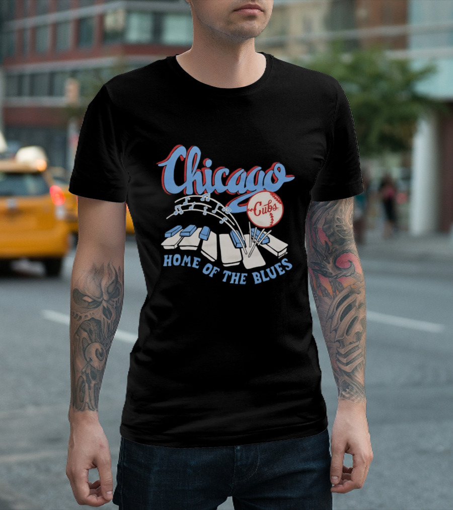 Chicago Cubs Home Of The Blues MLB Piano Keys Music Notes T-Shirt