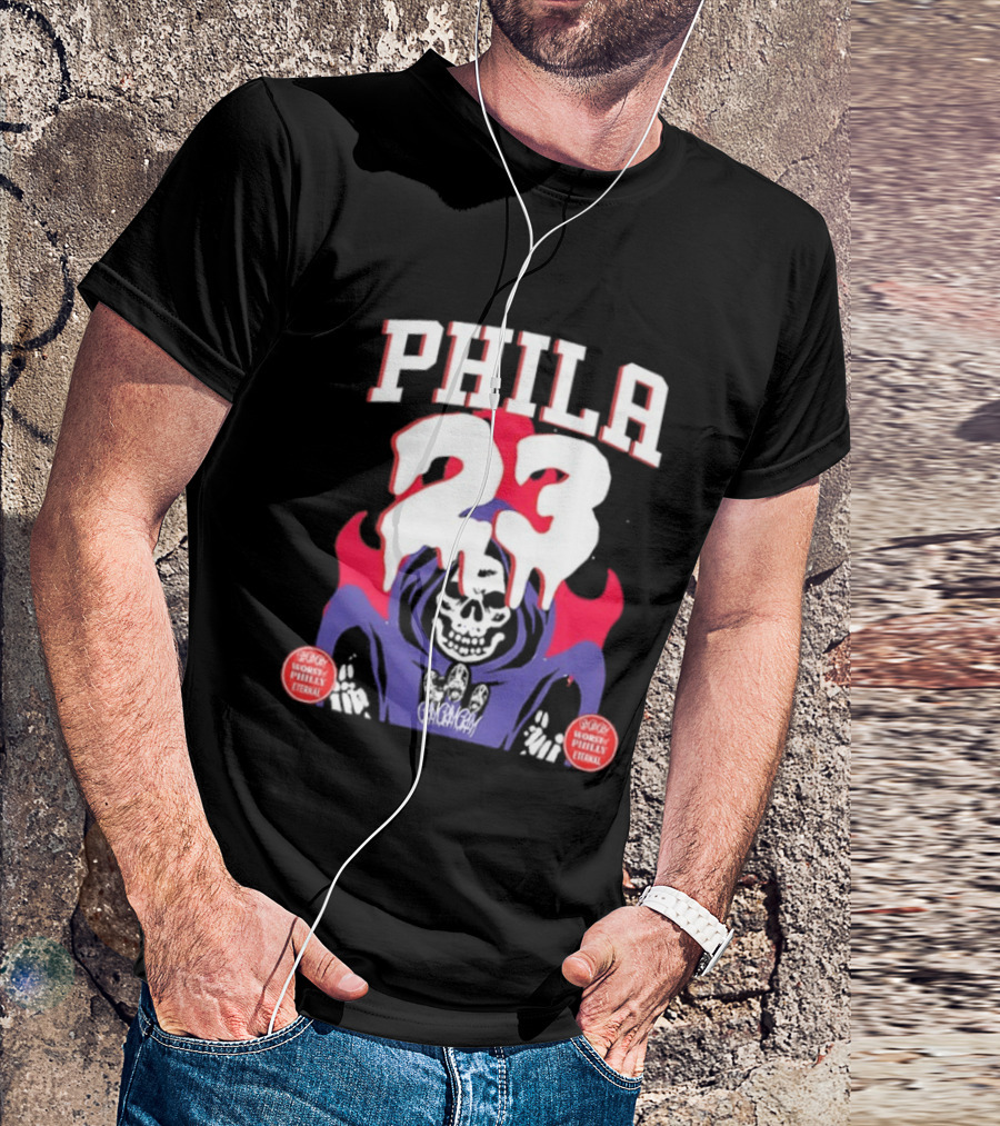 PHILA 23 Skeleton Grim Reaper Spooky Philly Worst Eternal T-Shirt