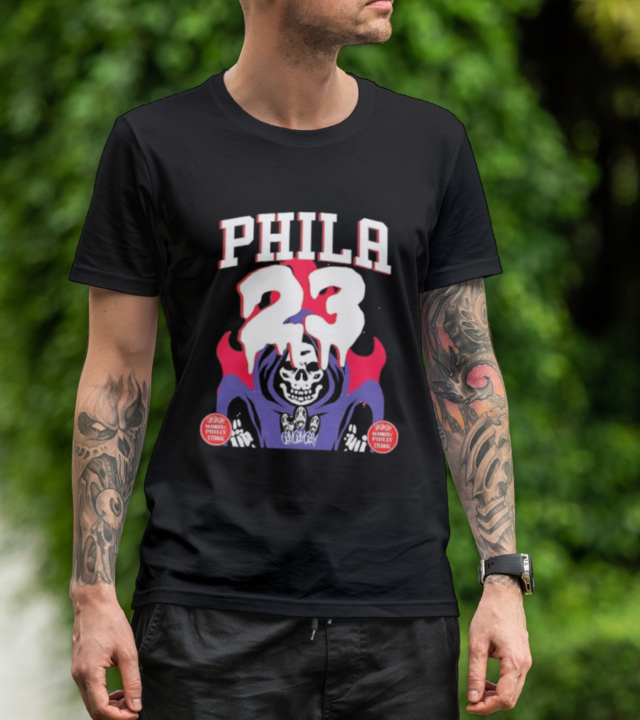 PHILA 23 Skeleton Grim Reaper Spooky Philly Worst Eternal T-Shirt