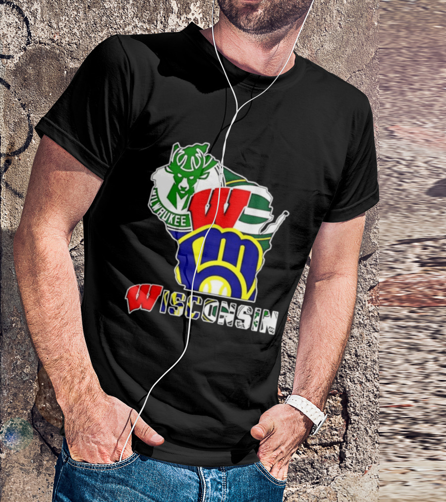 Milwaukee Bucks Green Bay Packers Milwaukee Brewers Collage Wisconsin T-Shirt