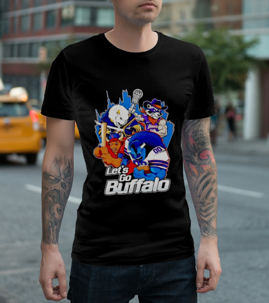 Let's Go Buffalo Bandits Sabres Bills Characters Sports Mascots T-Shirt
