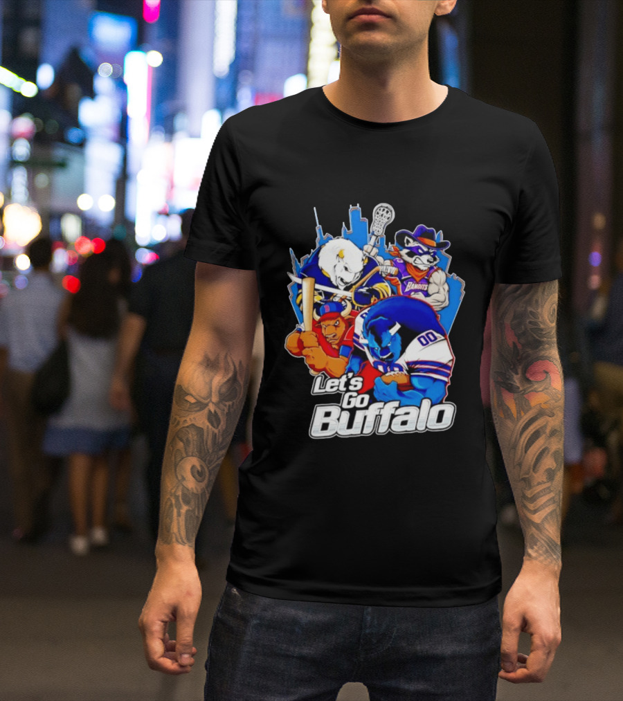 Let's Go Buffalo Bandits Sabres Bills Characters Sports Mascots T-Shirt