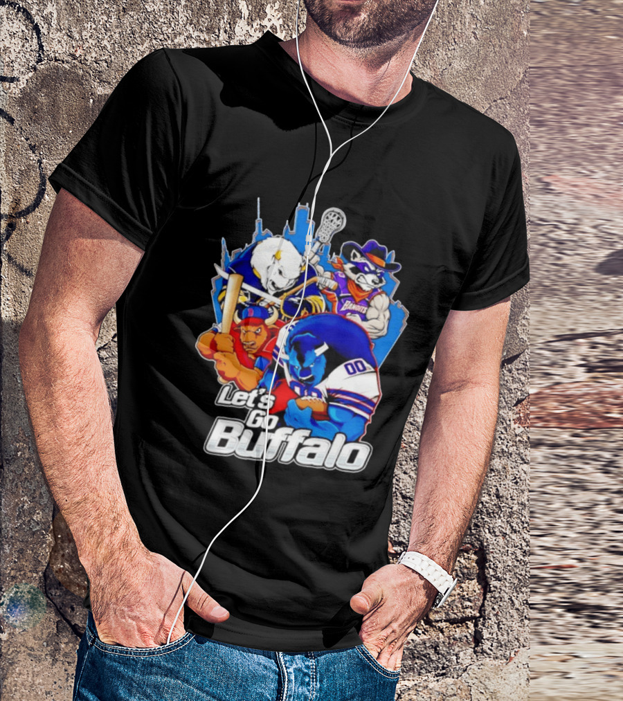 Let's Go Buffalo Bandits Sabres Bills Characters Sports Mascots T-Shirt
