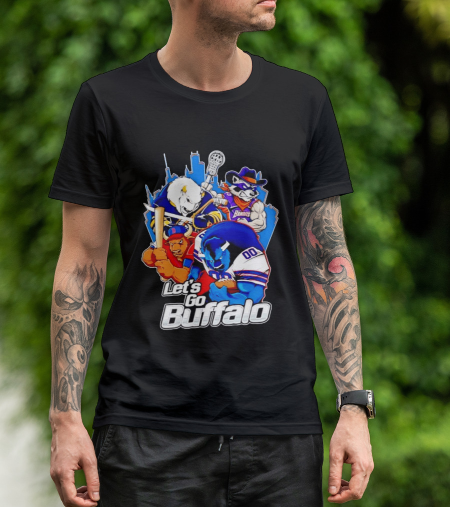 Let's Go Buffalo Bandits Sabres Bills Characters Sports Mascots T-Shirt