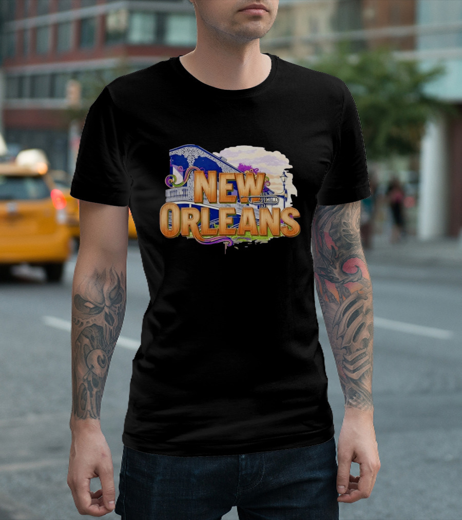 New Orleans Jazz Musical Vibes Trombone Balcony T-Shirt