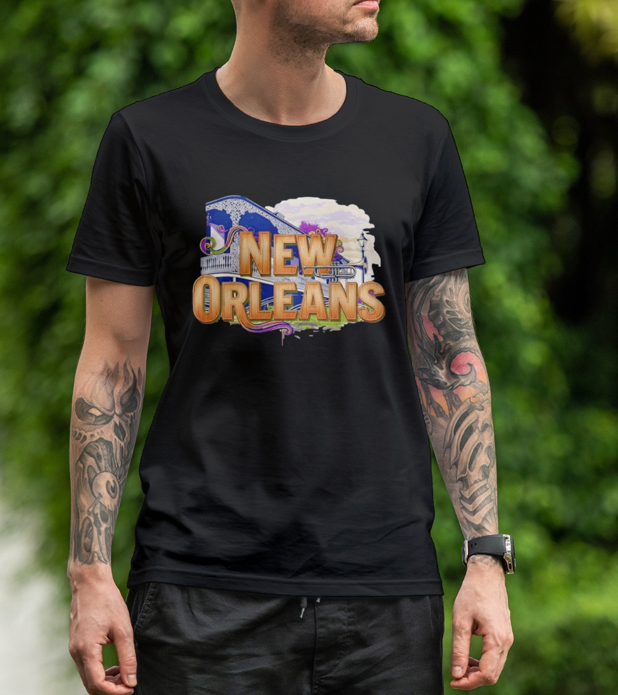 New Orleans Jazz Musical Vibes Trombone Balcony T-Shirt