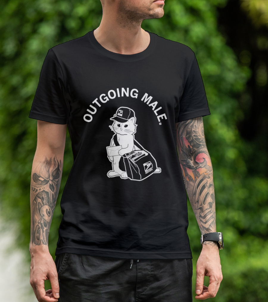 Outgoing Male Cat USPS Mailbag And Cap T-Shirt